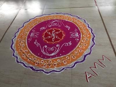 Prize winning entries at the kolam competition