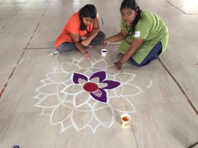 Prize winning entries at the kolam competition