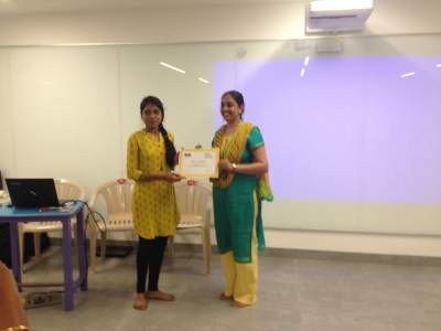 One of the trainee receiving the certificate