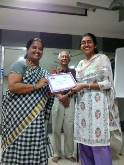 Mrs. Lakshmi Prabha giving away the certificates