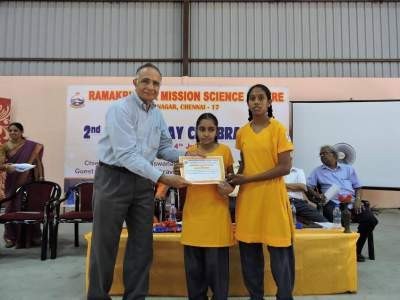 Ananya students receiving certificate of merit at the recenly held Science Exhibition at Ramakrishna