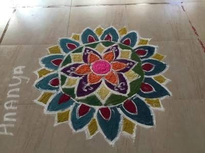 Prize winning entries at the kolam competition