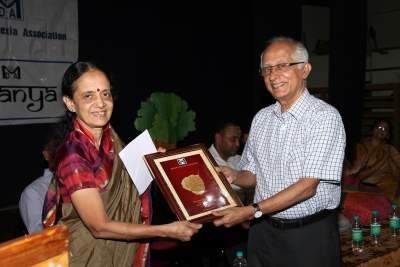Mrs.Janani Subramanian ,one of our senior teacher being honoured at our Annual D