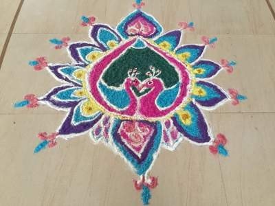 Prize winning entries at the kolam competition